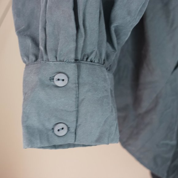 Zara Cropped Button Up Dark Gray Blouse - Picture 5 of 5